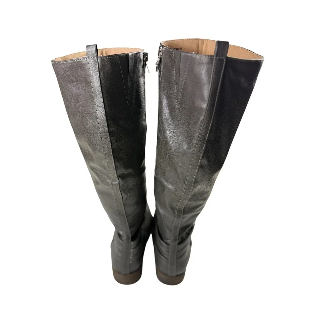 Journee Collection Womens Knee High Riding Boots Size 9 Buckle Zip Flat NWOB